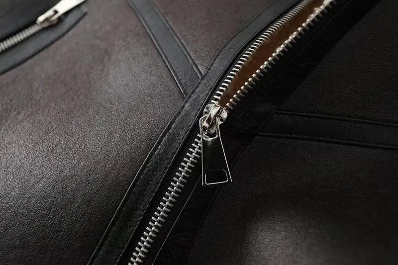 מעיל דמוי עור עם פרווה