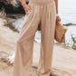 2022 Spring Summer Casual Wide Leg Cotton Linen Popular Loose Trousers for Women High Waist Elastic Solid Color Pants