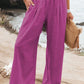 2022 Spring Summer Casual Wide Leg Cotton Linen Popular Loose Trousers for Women High Waist Elastic Solid Color Pants
