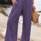 2022 Spring Summer Casual Wide Leg Cotton Linen Popular Loose Trousers for Women High Waist Elastic Solid Color Pants