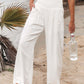 2022 Spring Summer Casual Wide Leg Cotton Linen Popular Loose Trousers for Women High Waist Elastic Solid Color Pants