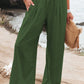 2022 Spring Summer Casual Wide Leg Cotton Linen Popular Loose Trousers for Women High Waist Elastic Solid Color Pants