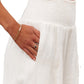 2022 Spring Summer Casual Wide Leg Cotton Linen Popular Loose Trousers for Women High Waist Elastic Solid Color Pants
