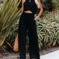 2022 Spring Summer Casual Wide Leg Cotton Linen Popular Loose Trousers for Women High Waist Elastic Solid Color Pants