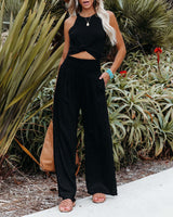 2022 Spring Summer Casual Wide Leg Cotton Linen Popular Loose Trousers for Women High Waist Elastic Solid Color Pants